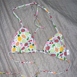 wild fable White Fruit Print Triangle Bikini Top